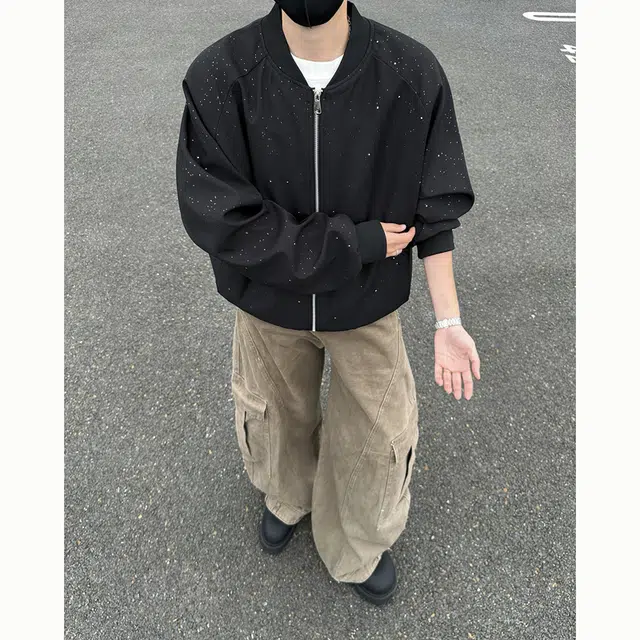 帝狼牛 美式复古学院风纯色字母印花宽松百搭户外运动通勤长袖飞行服夹克 男女同款