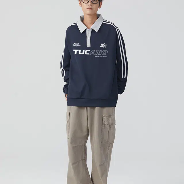 啄木鸟 品牌字母印花两条杠插肩设计潮流百搭休闲长袖卫衣 通用