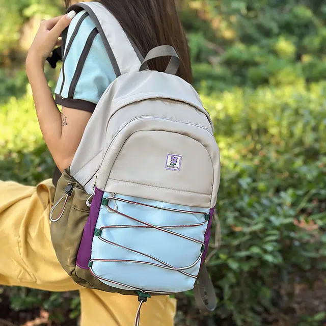 捷朗仕 时尚百搭 尼龙 双肩包 女款 黄色/蓝色