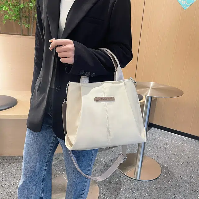 捷朗仕 高级质感通勤百搭秋冬 尼龙 手提斜挎包 中号 女款 树莓粉色/混凝土/淡奶油/黑色