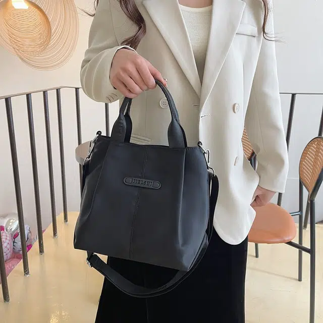 捷朗仕 高级质感通勤百搭秋冬 尼龙 手提斜挎包 中号 女款 树莓粉色/混凝土/淡奶油/黑色