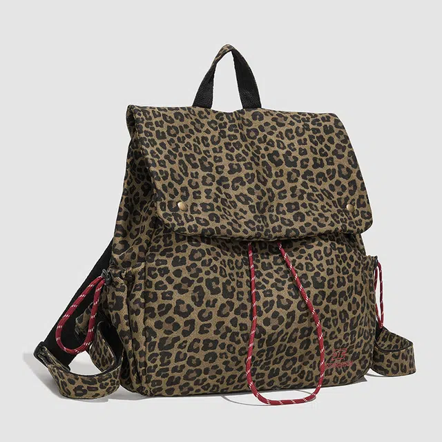 捷朗仕 韩国小众设计豹纹帆布百搭潮流高级感 牛津布 双肩包 常规 女款 多色