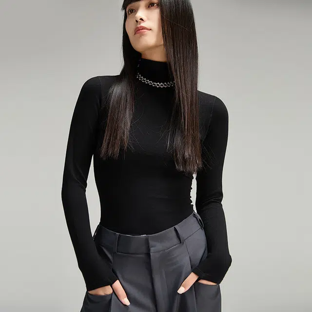 美力城 半高领打底衫修身套头针织衫 女款