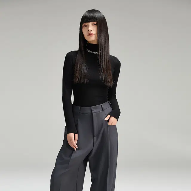 美力城 半高领打底衫修身套头针织衫 女款