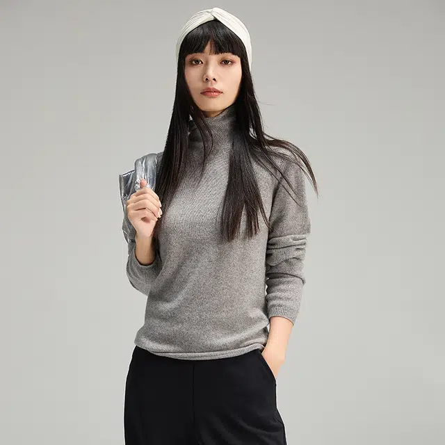 美力城 秋冬高领打底小个子纯色气质毛衣 女款