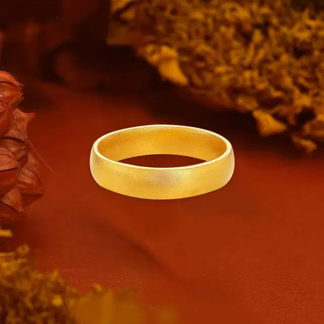 华熹福珠宝 古法素圈设计简约指环 足金 一口价 黄金戒指 男女同款情侣款