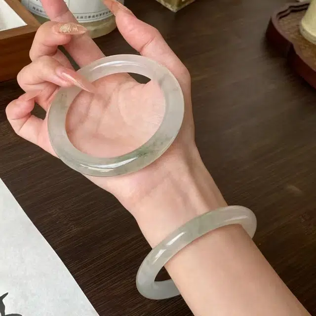 华熹福珠宝 青山黛翠玉美人镯平安新中式古风国潮清冷优雅高级感气质温婉旗袍汉服 天山翠 手镯 女款