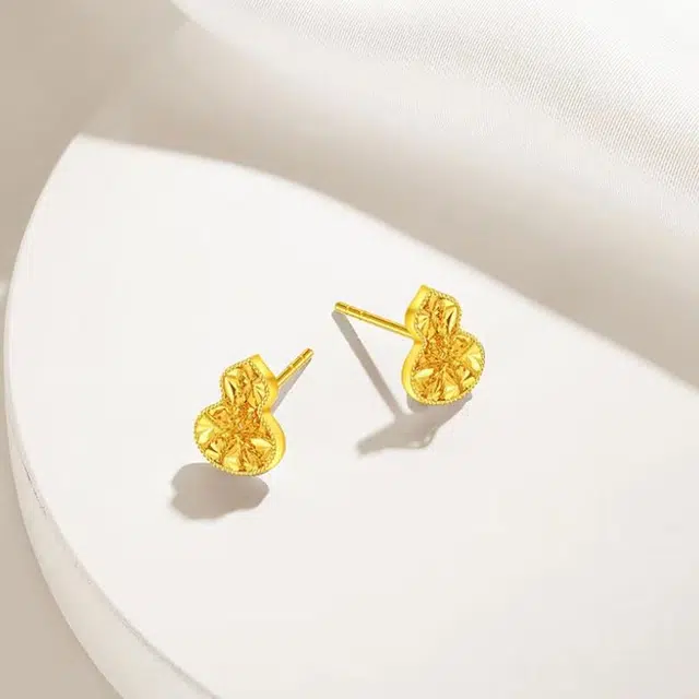 华熹福珠宝 小众耳环葫芦耳饰百搭 足金 一口价 耳钉 女款