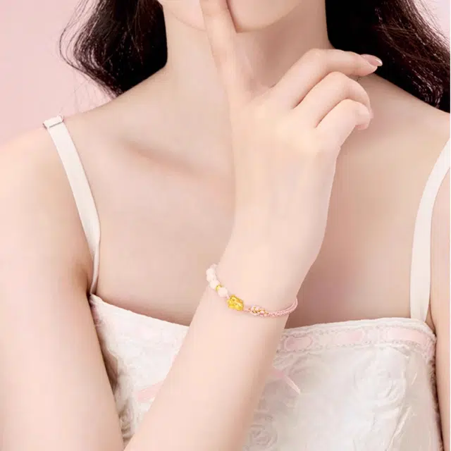 华熹福珠宝 玉兔手链 转运珠手绳 轻奢高级设计#好运 足金 按克计价 手串 女款