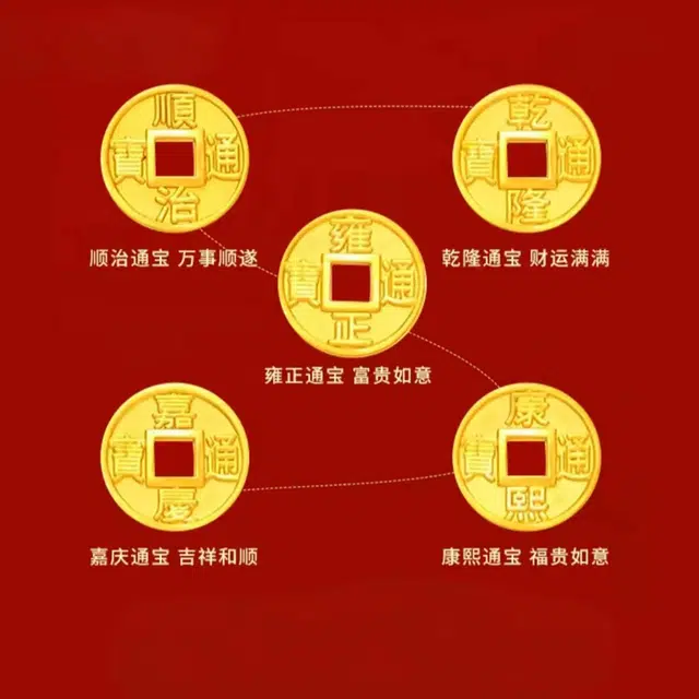 华熹福珠宝 五帝钱币招财中式复古简约轻奢手绳 足金 一口价 手链 男女同款情侣款