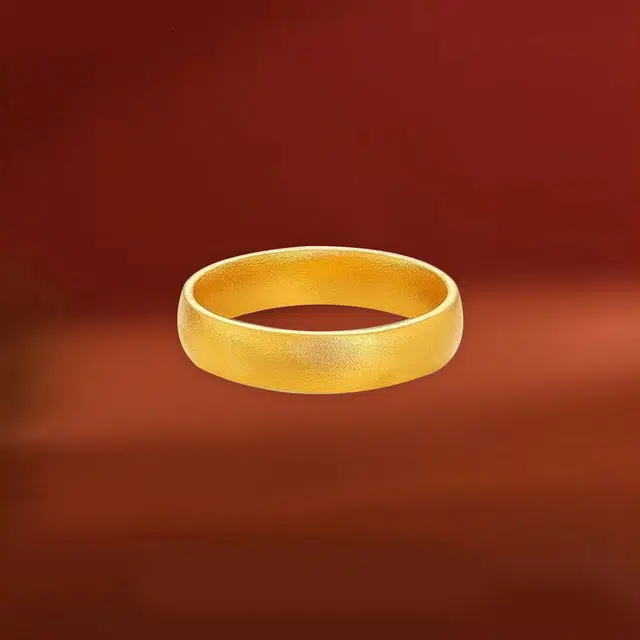 华熹福珠宝 古法素圈设计简约指环 足金 一口价 黄金戒指 男女同款情侣款