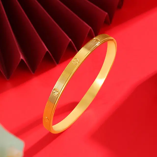 华熹福珠宝 小众设计拉丝工艺米字精致百搭手饰品 足金 一口价 手镯 女款