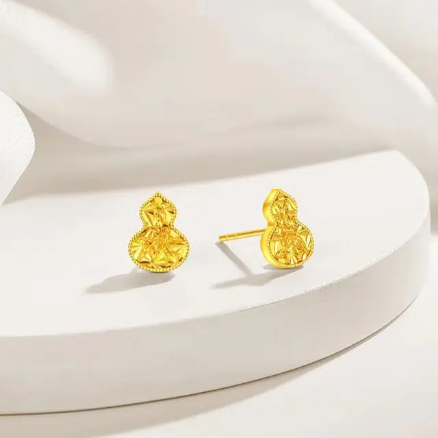 华熹福珠宝 小众耳环葫芦耳饰百搭 足金 一口价 耳钉 女款
