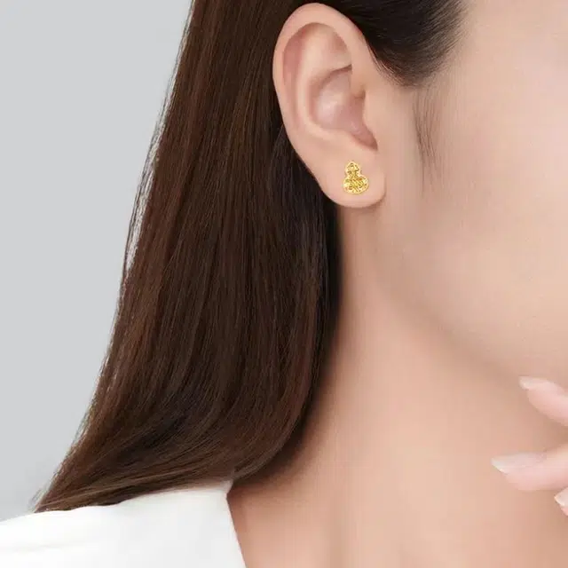 华熹福珠宝 小众耳环葫芦耳饰百搭 足金 一口价 耳钉 女款