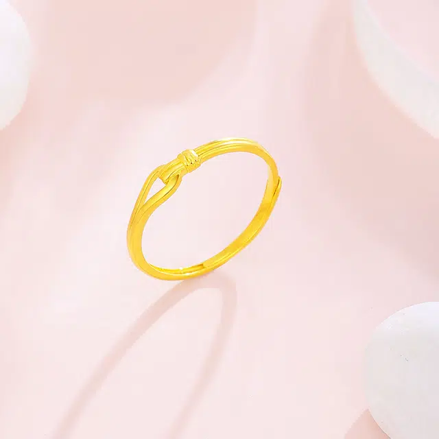 华熹福珠宝 简约百搭拉丝几何设计指环 足金 一口价 戒指 女款