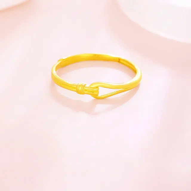 华熹福珠宝 简约百搭拉丝几何设计指环 足金 一口价 戒指 女款