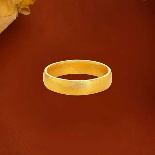 华熹福珠宝 古法素圈设计简约指环 足金 一口价 黄金戒指 男女同款情侣款