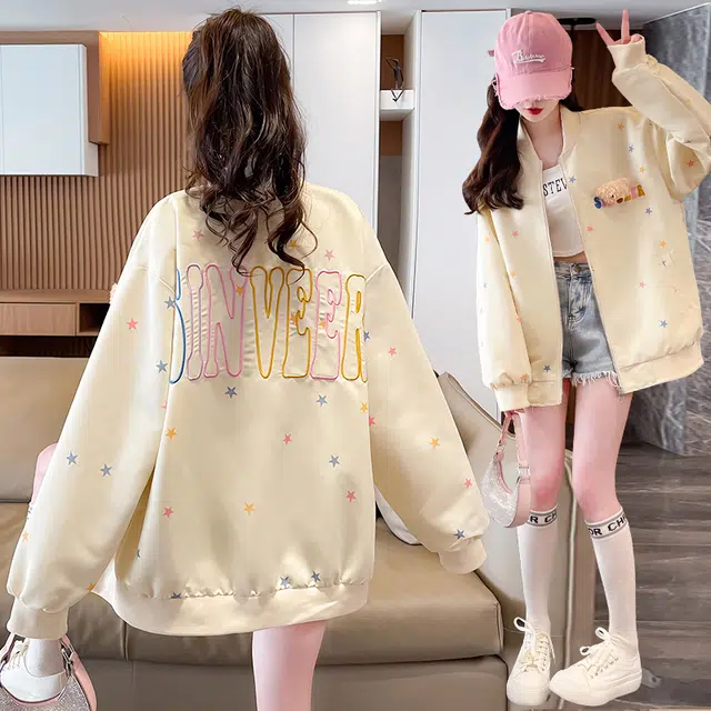 米囹夹克 可爱小熊外套卡通动漫宽松型甜美风 青少年