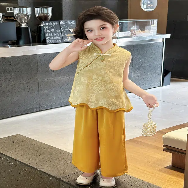 米囹汉服 夏季女孩古风两件套 儿童款