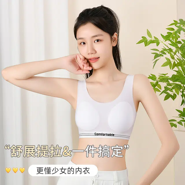 欧迪芬 冰丝轻薄透气少女美背不束缚不凸点亲肤柔软宽肩带上托提拉防驼背夏季清凉感文胸 女款