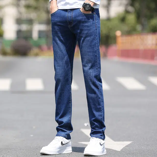 雅鹿 修身水洗做旧舒适百搭潮牌耐磨高街美式牛仔裤 男款