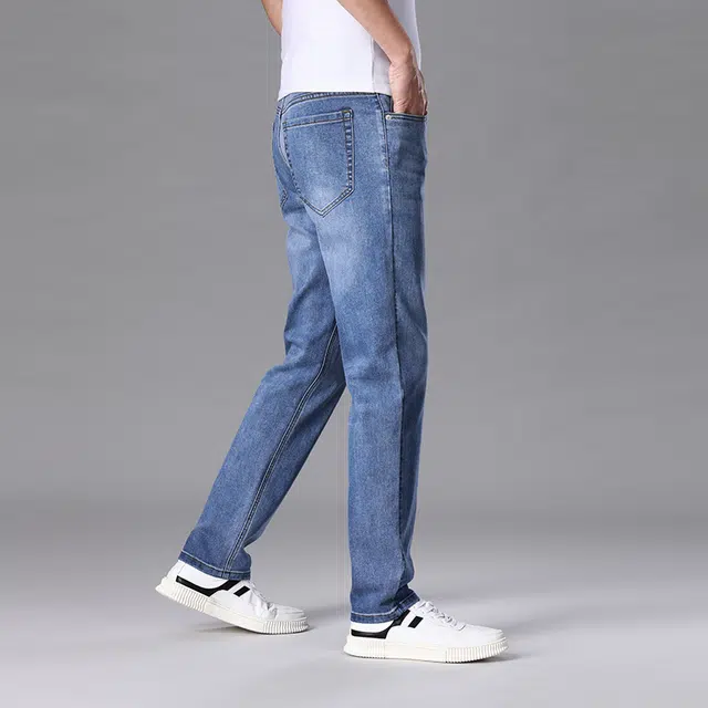 雅鹿 微弹百搭中腰水洗耐磨美式高街休闲直筒修身牛仔裤 男款