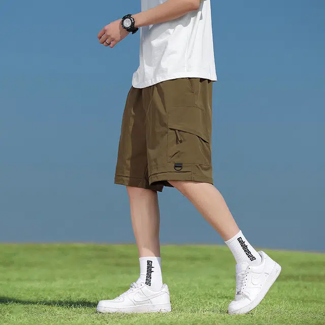 雅鹿 宽松纯色中腰松紧休闲短裤 男款