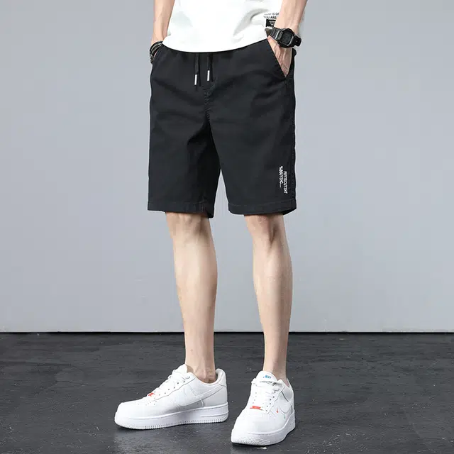 雅鹿 薄款直筒宽松阔腿五分休闲短裤 男款