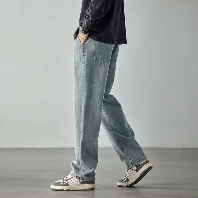 雅鹿 宽松舒适直筒宽松百搭牛仔裤 男款