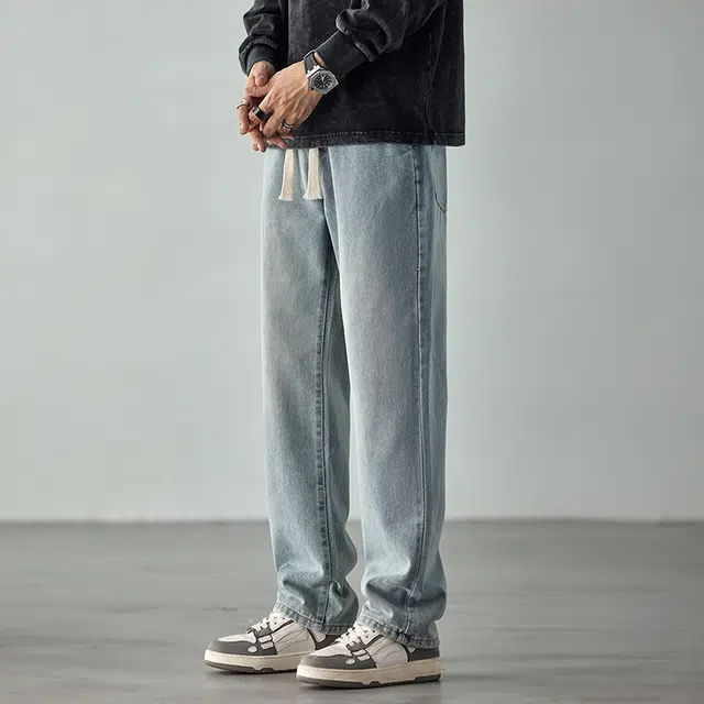 雅鹿 宽松舒适直筒宽松百搭牛仔裤 男款