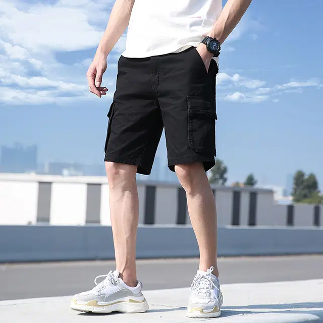 雅鹿 纯棉百搭潮牌宽松篮球裤薄款运动休闲五分工装短裤 男款