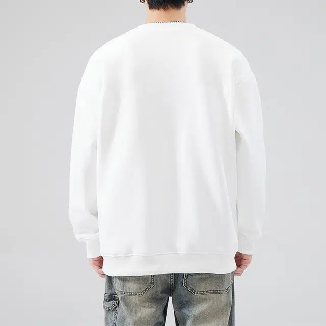 雅鹿 国风宽松圆领长袖国潮衣服落肩卫衣 男款