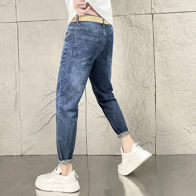 雅鹿 高街潮牌休闲百搭直筒水洗牛仔裤 男款