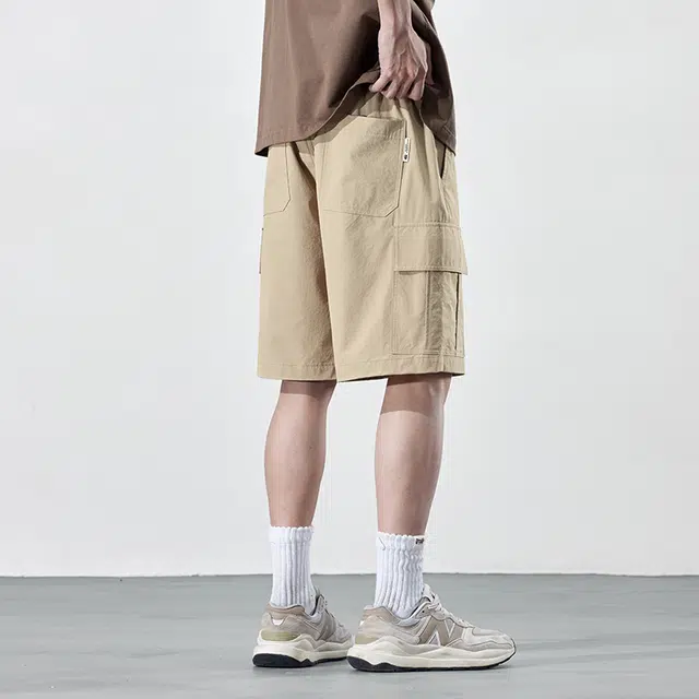 雅鹿 薄款直筒宽松百搭系带休闲短裤 男款
