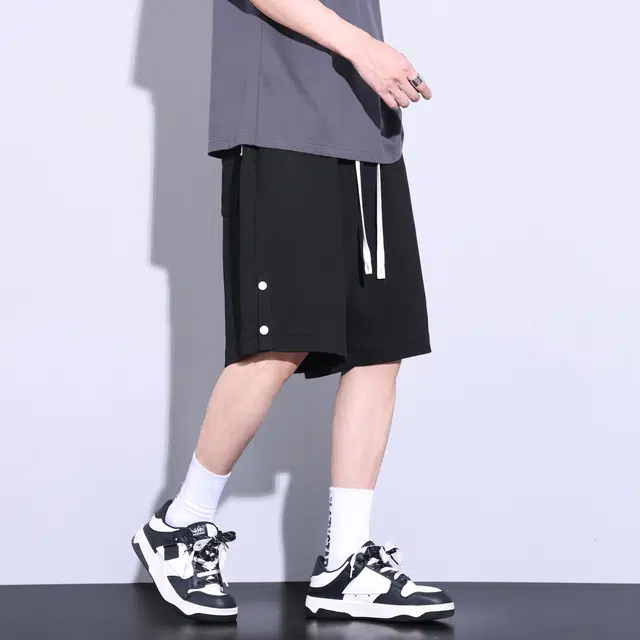 雅鹿 抽绳透气宽松直筒休闲短裤 男款