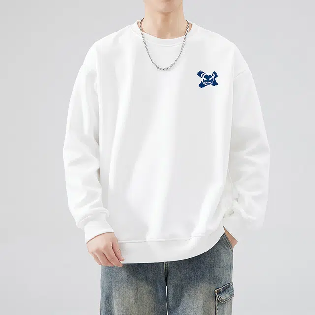 雅鹿 美式宽松百搭卡通印花圆领套头长袖卫衣 男款
