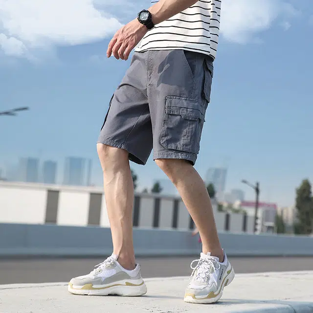 雅鹿 纯棉百搭潮牌宽松篮球裤薄款运动休闲五分工装短裤 男款