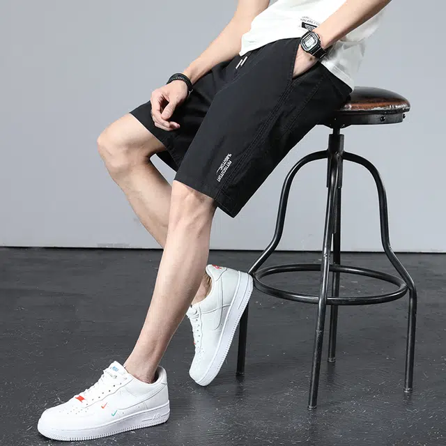 雅鹿 薄款直筒宽松阔腿五分休闲短裤 男款