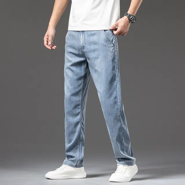 雅鹿 百搭水洗耐磨宽松直筒休闲美式牛仔裤 男款