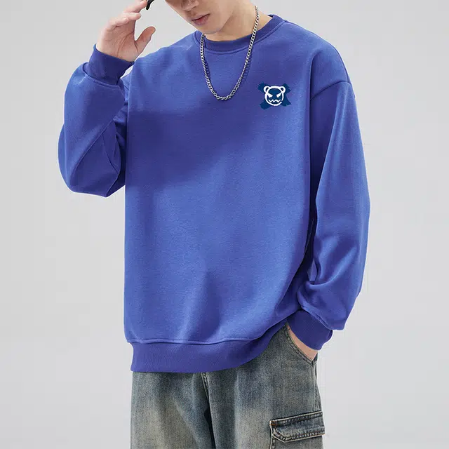 雅鹿 美式宽松百搭卡通印花圆领套头长袖卫衣 男款