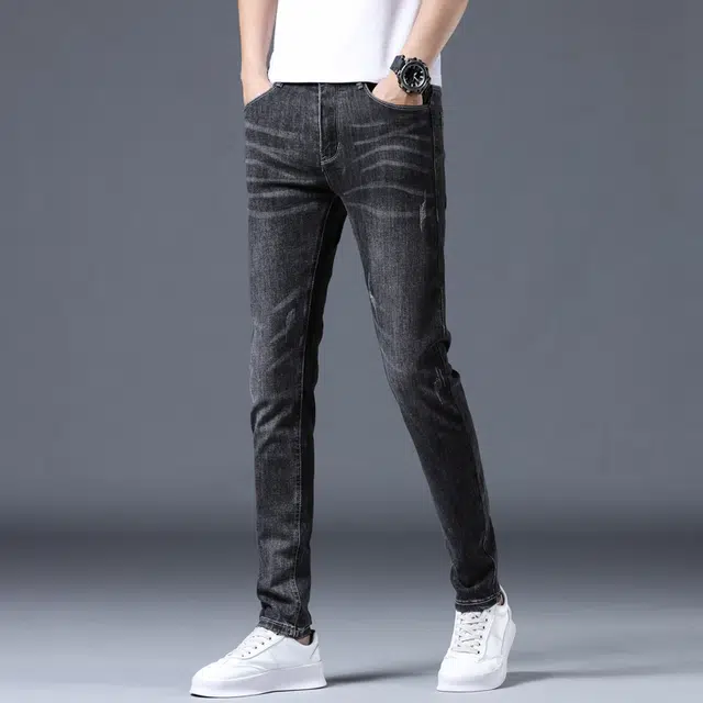 雅鹿 休闲水洗耐磨中腰修身直筒中式轻商务百搭牛仔裤 男款