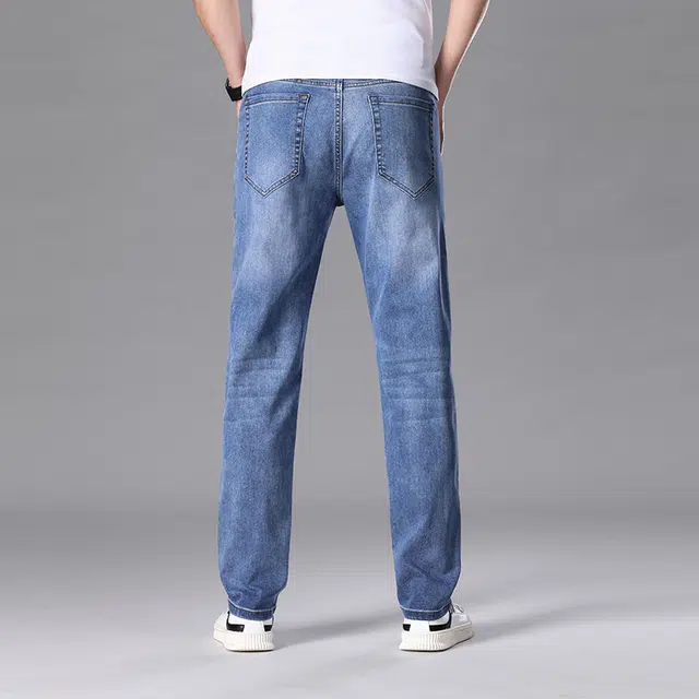 雅鹿 微弹百搭中腰水洗耐磨美式高街休闲直筒修身牛仔裤 男款