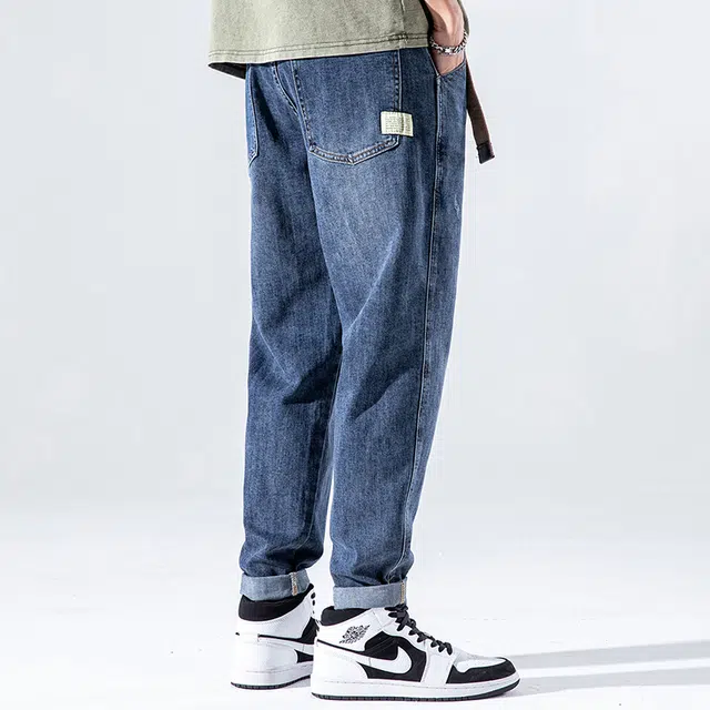 雅鹿 直筒休闲宽松牛仔裤 男款 蓝色