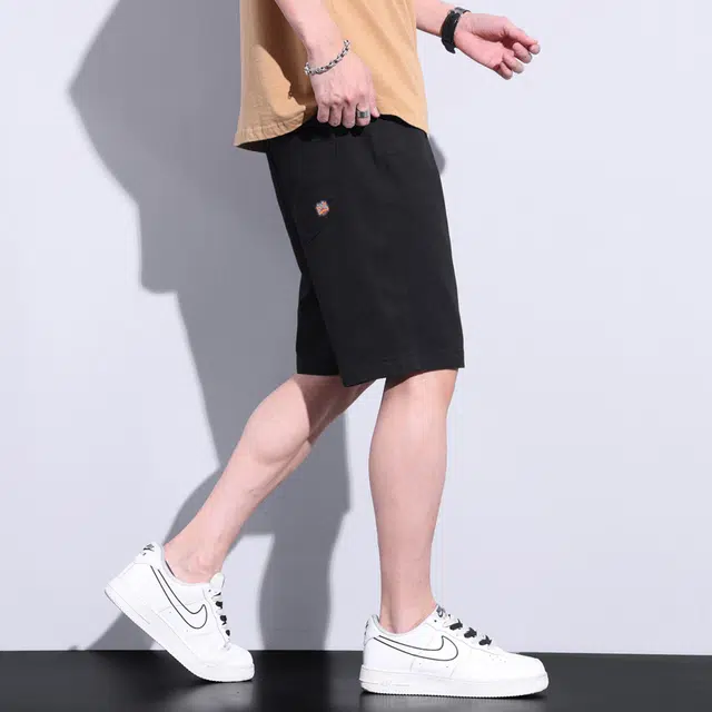 雅鹿 直筒宽松中腰拉链牛仔短裤 男款