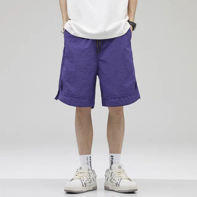 雅鹿 时尚百搭中腰系带薄款五分休闲短裤 男款