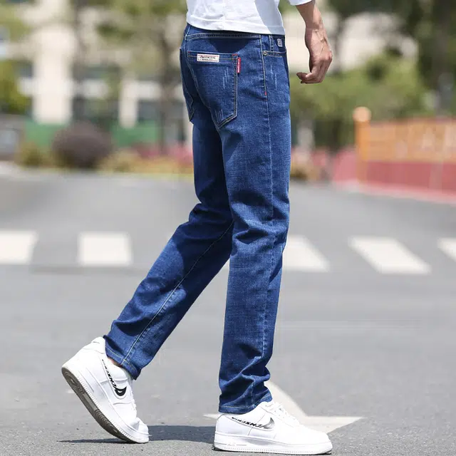 雅鹿 修身水洗做旧舒适百搭潮牌耐磨高街美式牛仔裤 男款