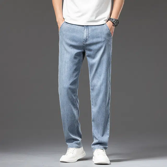 雅鹿 百搭水洗耐磨宽松直筒休闲美式牛仔裤 男款