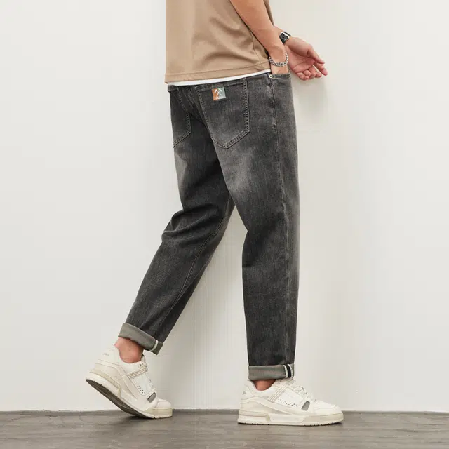 雅鹿 直筒薄款高端水洗美式复古休闲弹力长裤子牛仔裤 男款