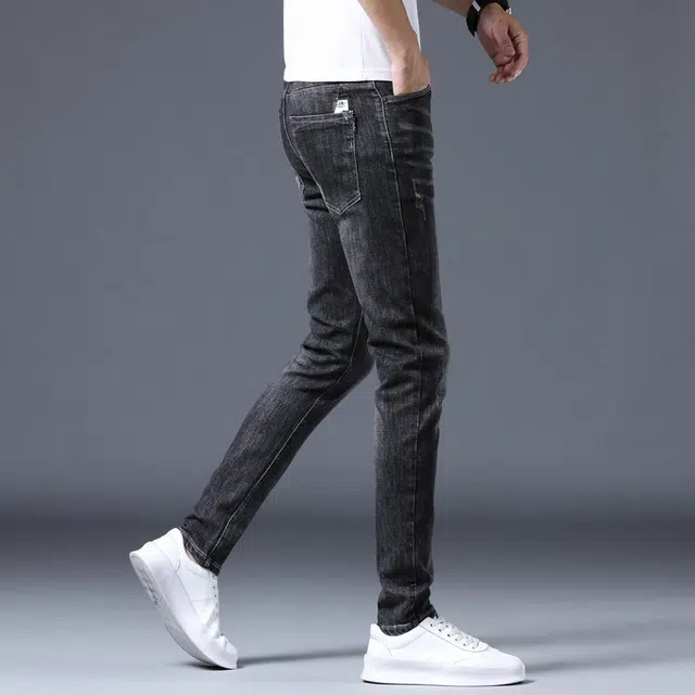 雅鹿 休闲水洗耐磨中腰修身直筒中式轻商务百搭牛仔裤 男款
