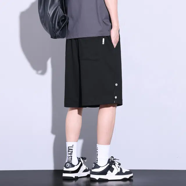 雅鹿 抽绳透气宽松直筒休闲短裤 男款